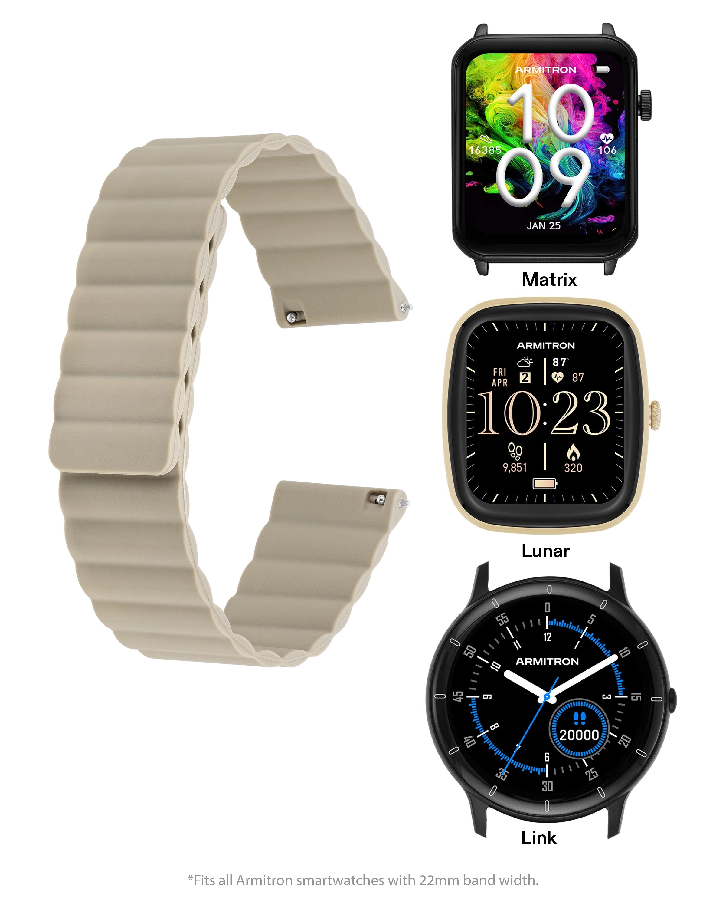Armitron Connect™ Magnetic Silicone Band | 22mm