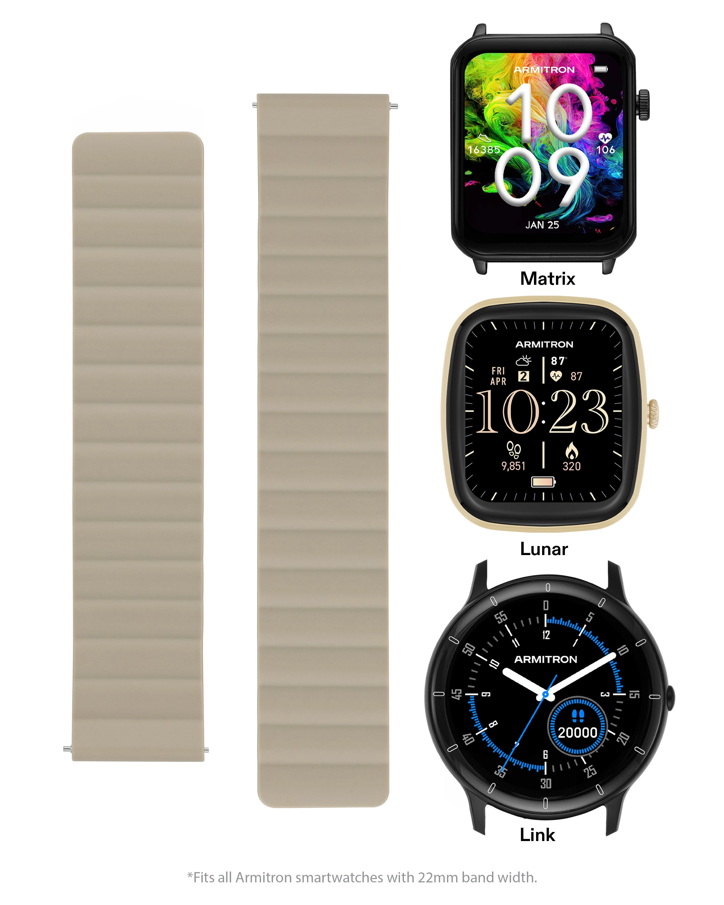 Armitron Connect™ Magnetic Silicone Band | 22mm