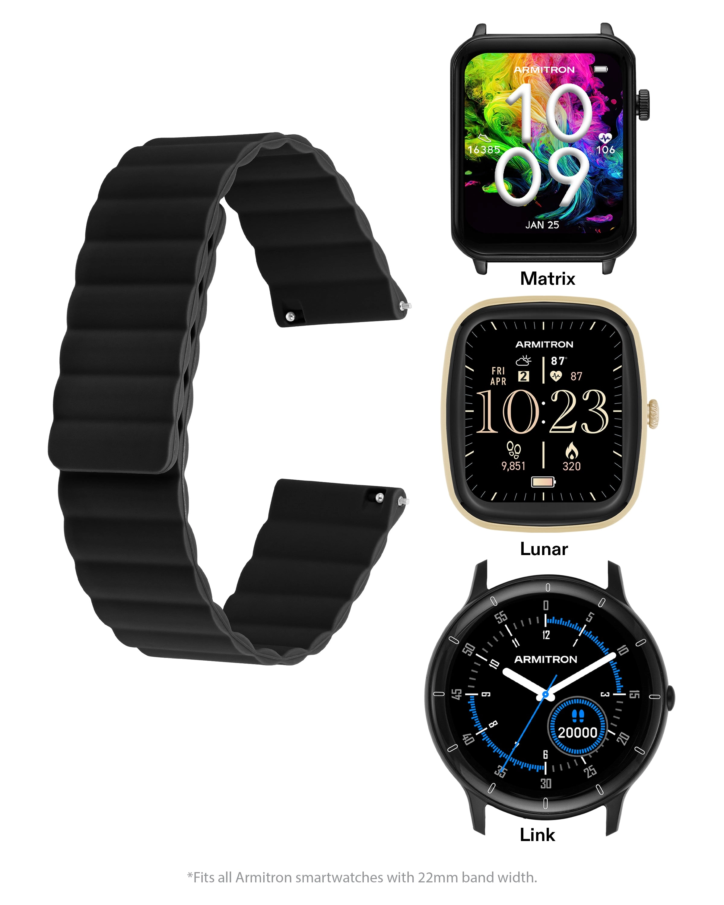 Armitron Connect™ Magnetic Silicone Band | 22mm