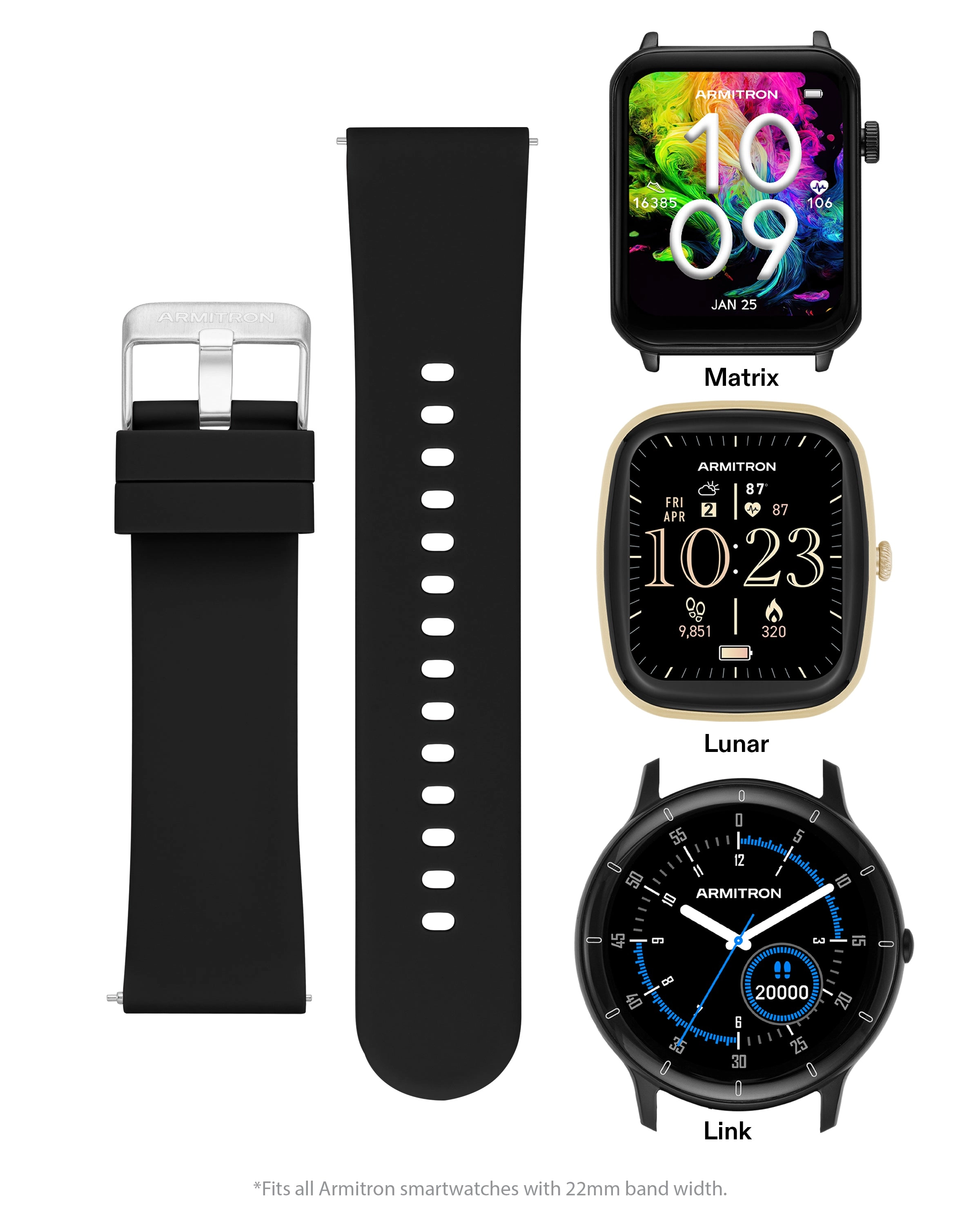 Armitron Connect™ Smooth Silicone Band | 22mm