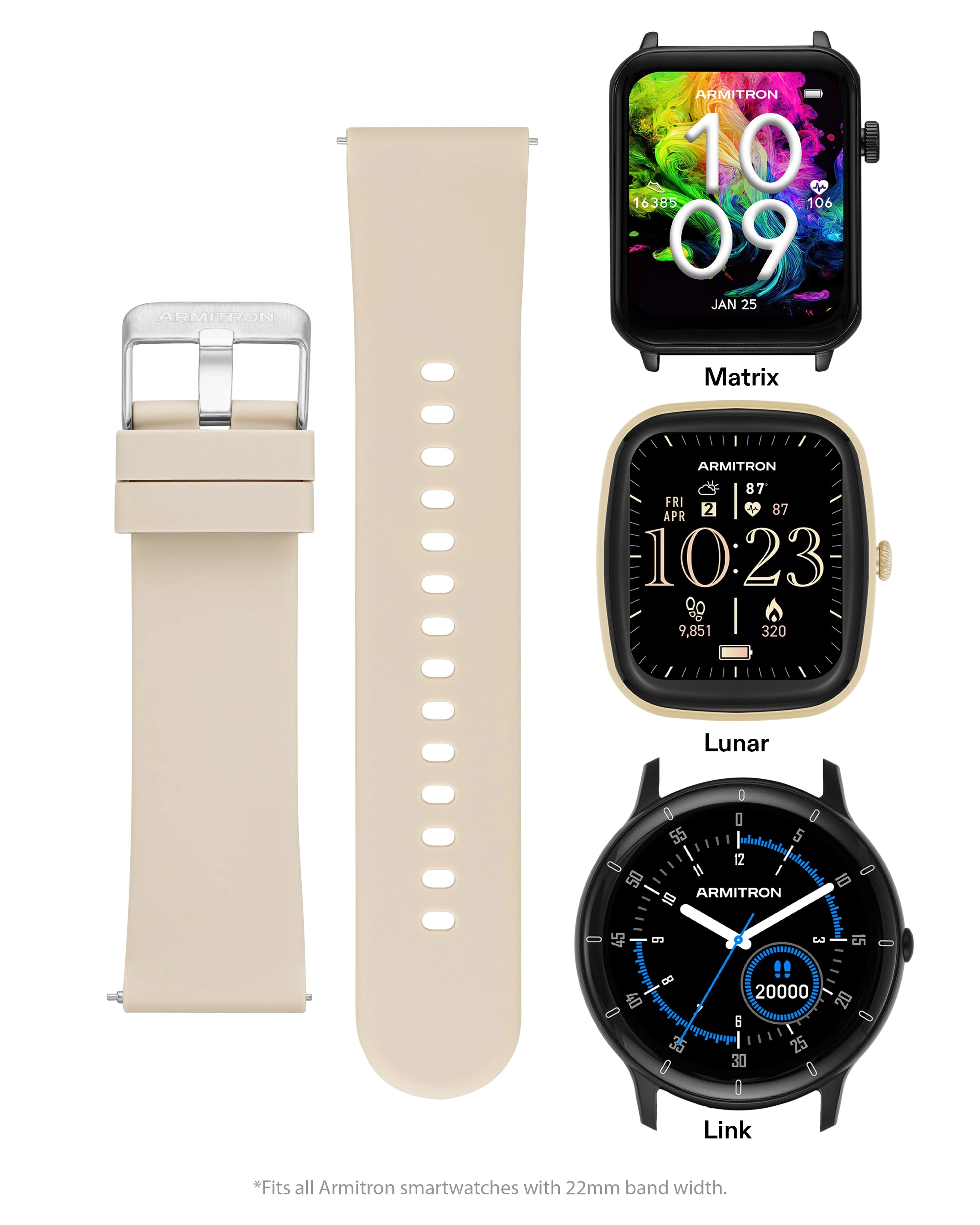 Armitron Connect™ Smooth Silicone Band | 22mm