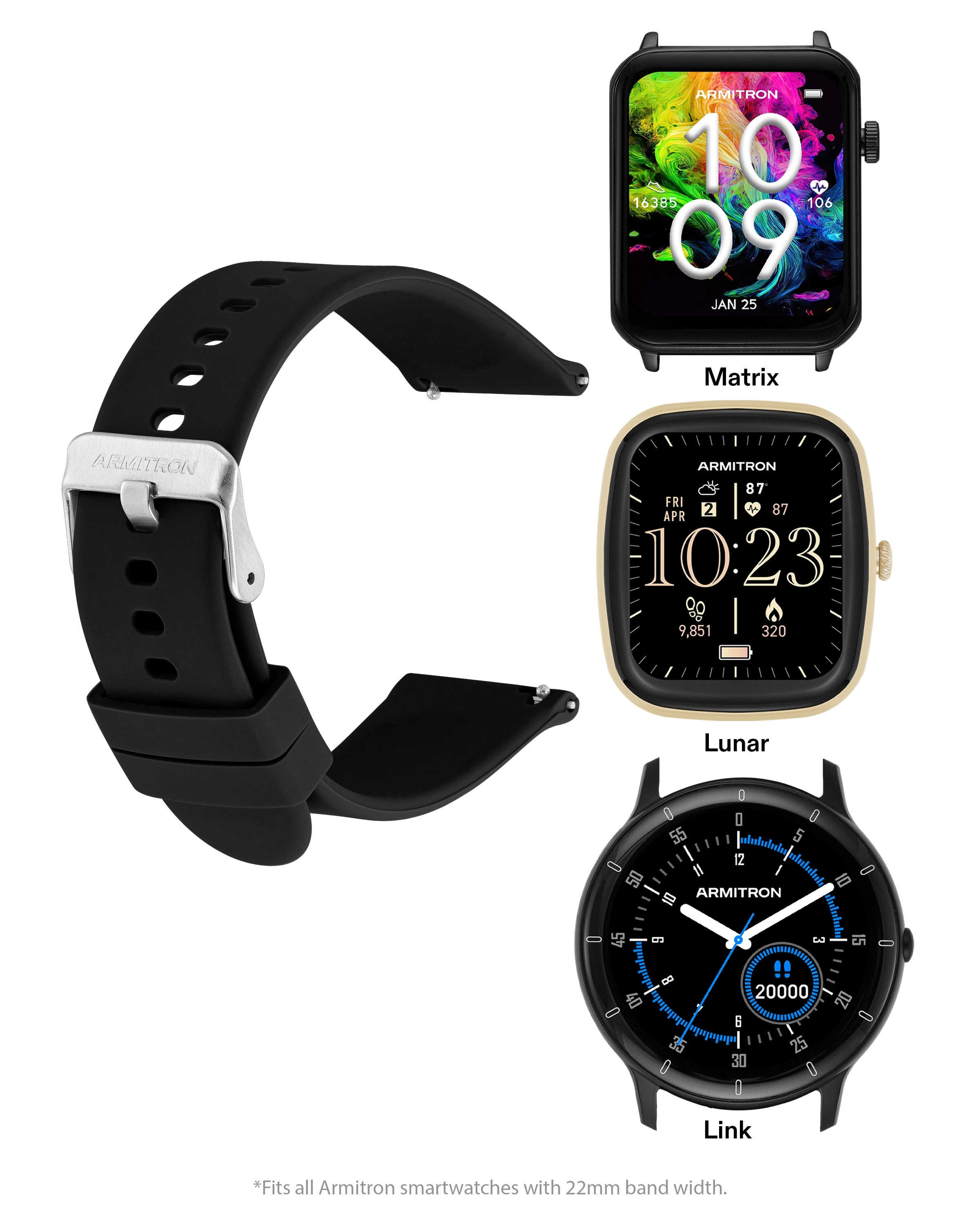 Armitron Connect™ Smooth Silicone Band | 22mm