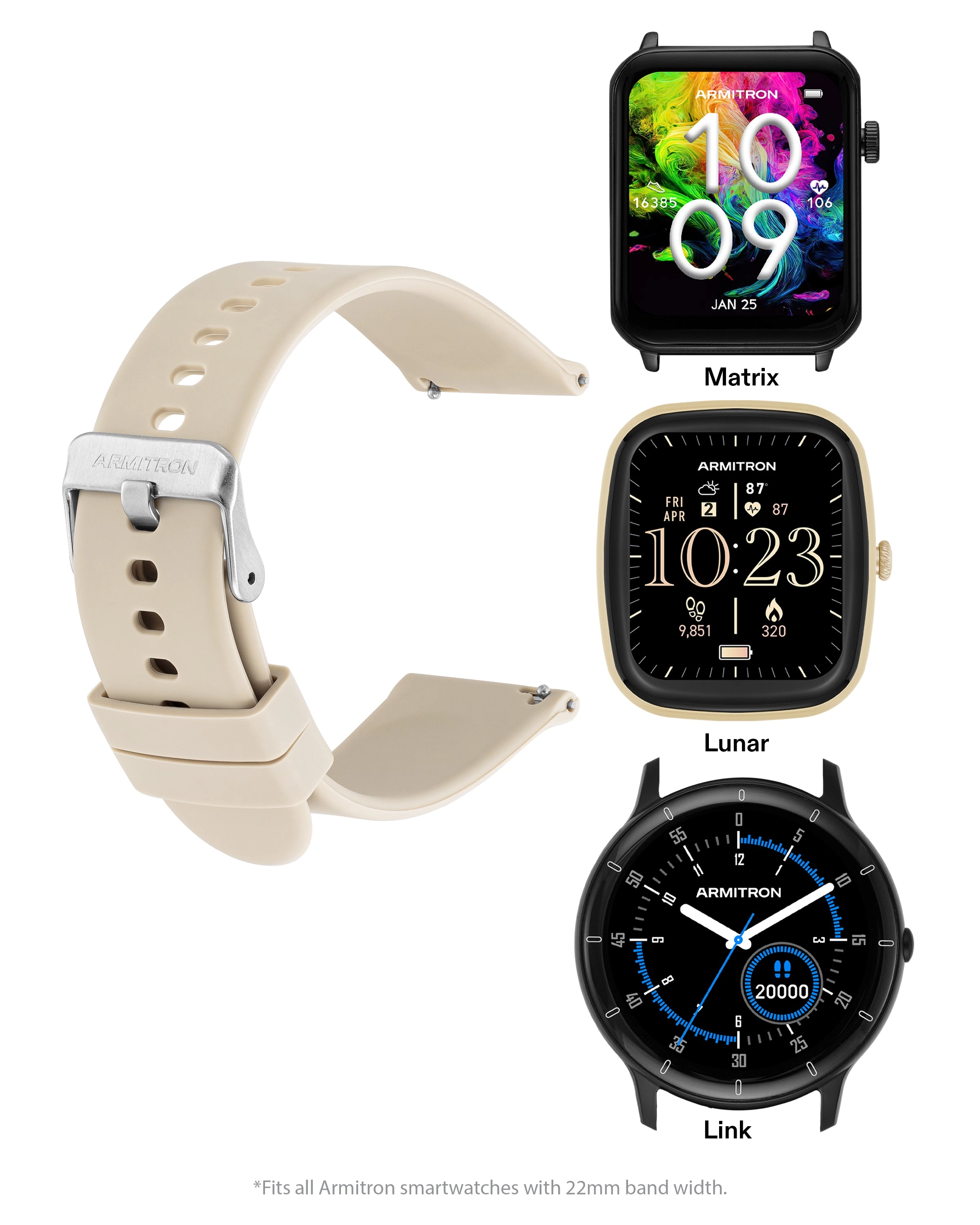 Armitron Connect™ Smooth Silicone Band | 22mm