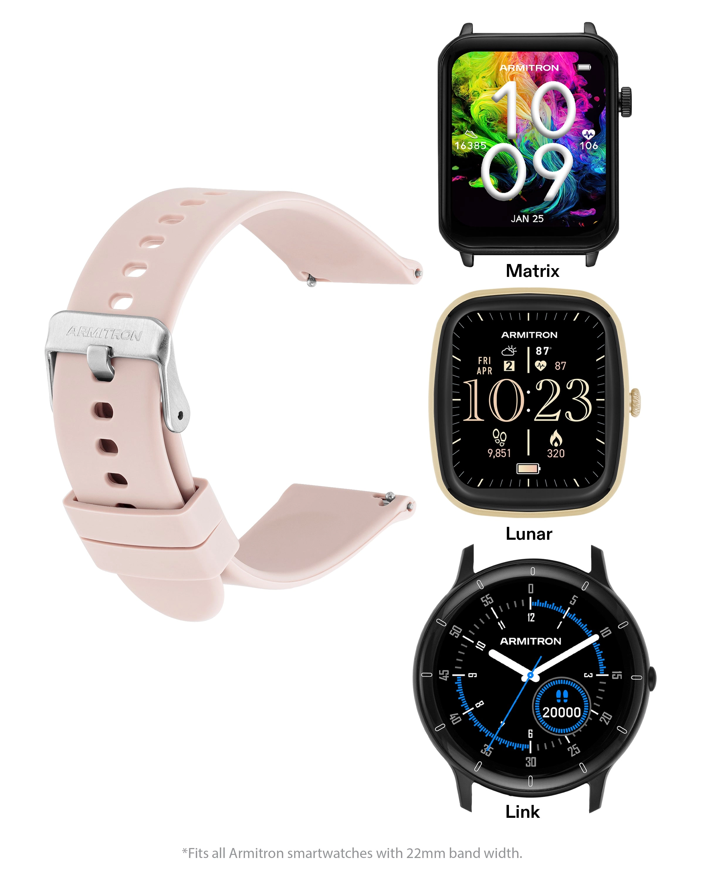 Armitron Connect™ Smooth Silicone Band | 22mm
