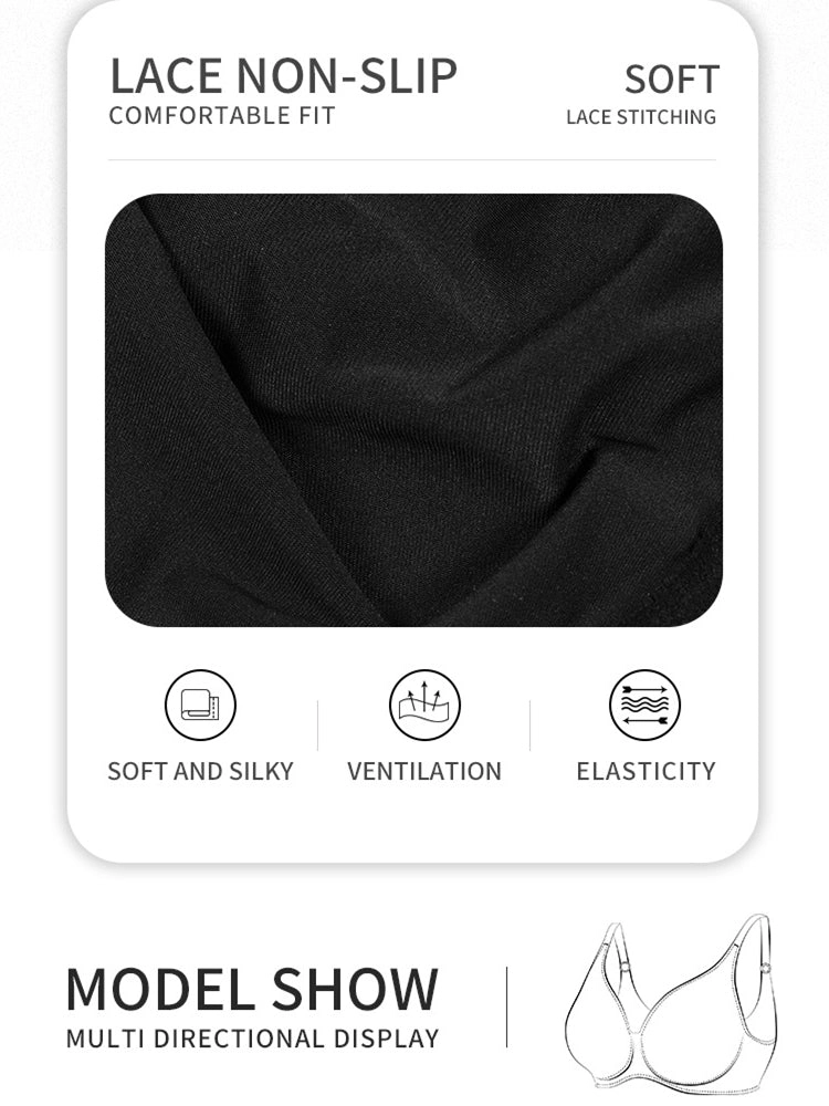 Back Vest Sports Bra for Women Adjustable Wireless-Bras
