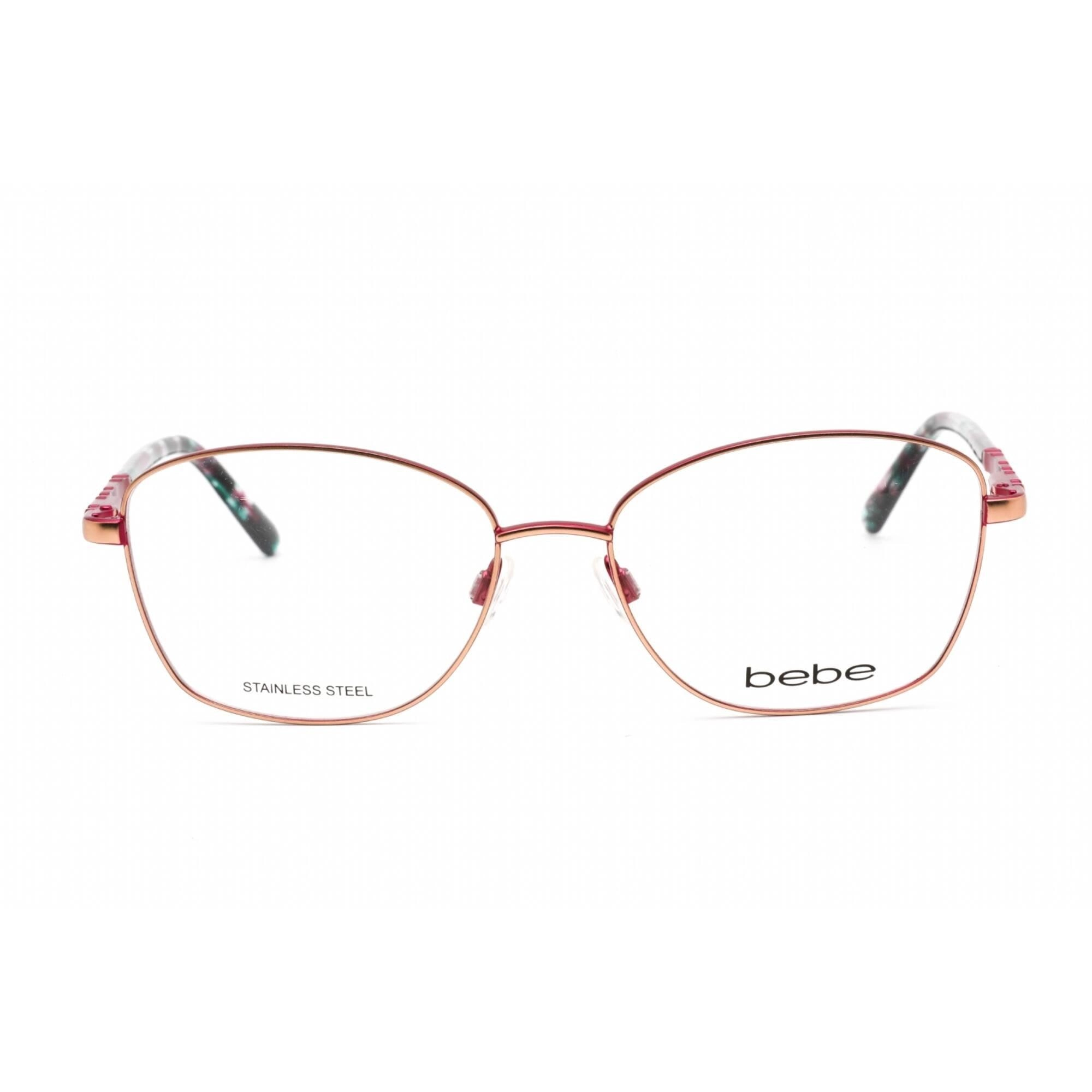 Bebe Women's Eyeglasses - Rose Gold Rectangular Full Rim Frame Clear Lens | BB5192 770