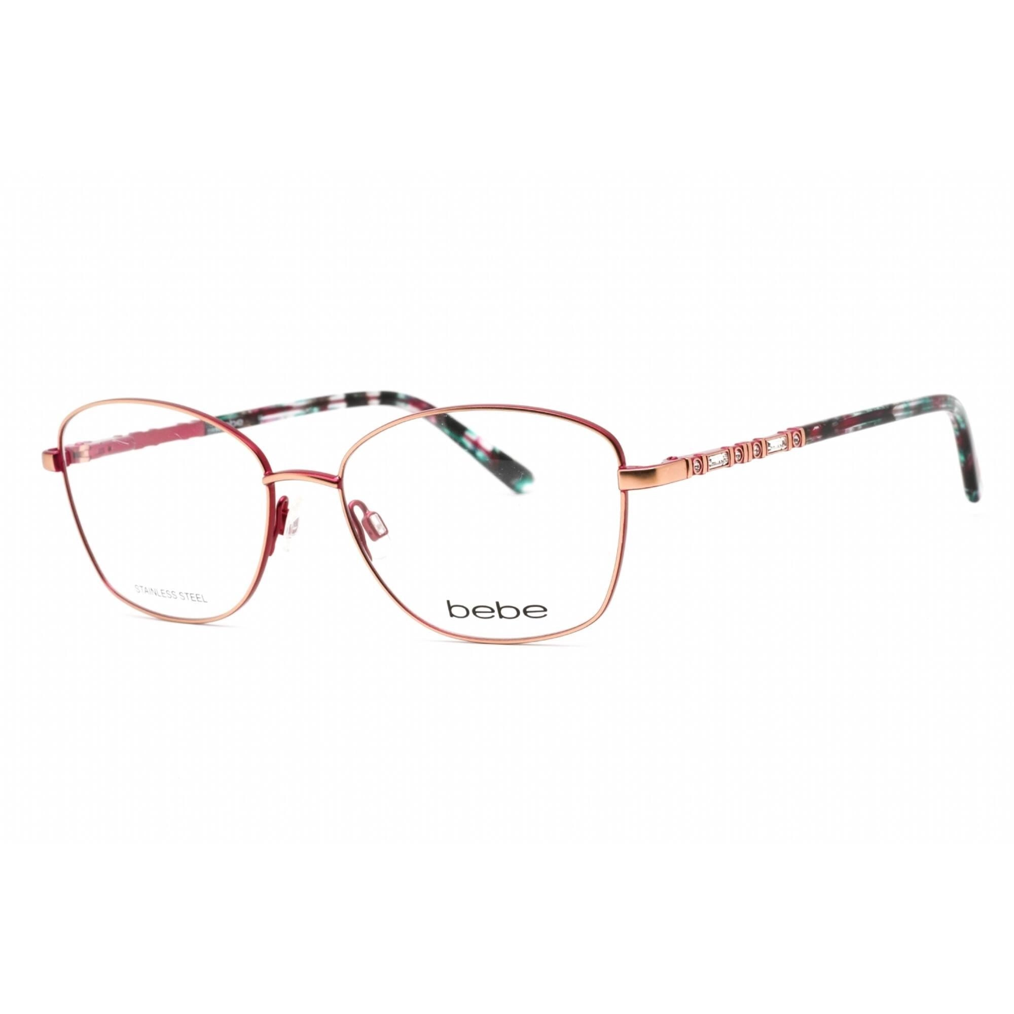Bebe Women's Eyeglasses - Rose Gold Rectangular Full Rim Frame Clear Lens | BB5192 770