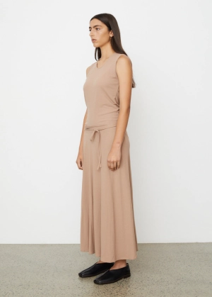 Belted Crepe Sleeveless Dress