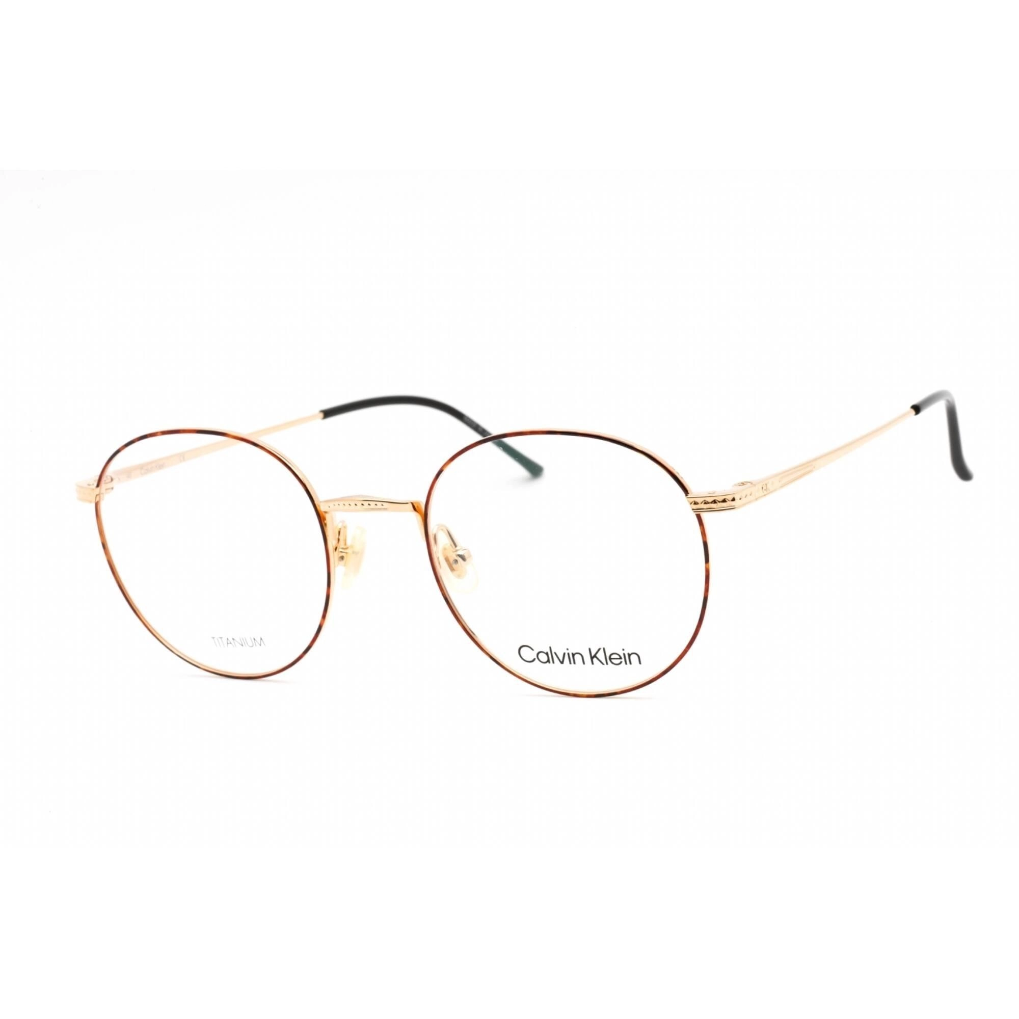 Calvin Klein Unisex Eyeglasses - Full Rim Round Havana/Gold Metal Frame | CK22108T 213