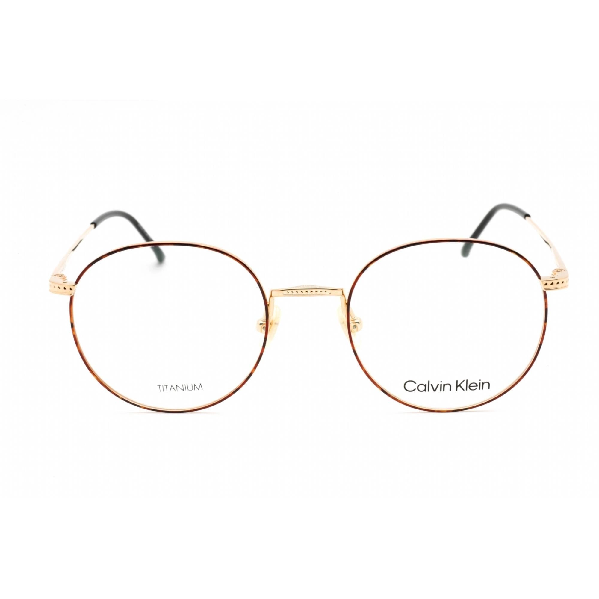 Calvin Klein Unisex Eyeglasses - Full Rim Round Havana/Gold Metal Frame | CK22108T 213