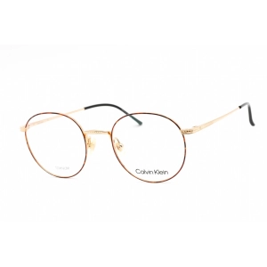 Calvin Klein Unisex Eyeglasses - Full Rim Round Havana/Gold Metal Frame | CK22108T 213