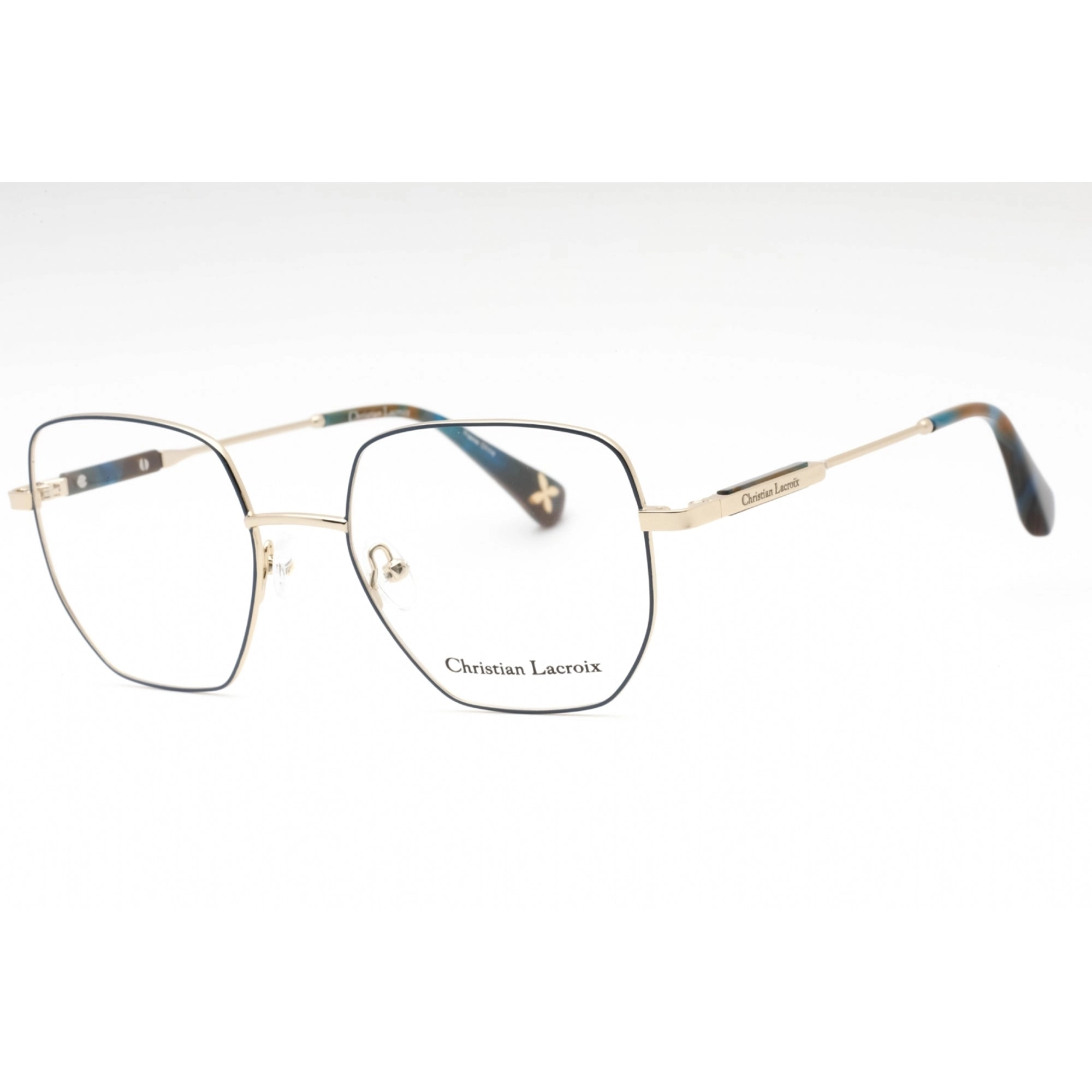Christian Lacroix Women's Eyeglasses - Blue/Gold Metal Geometric Frame | CL3077 600