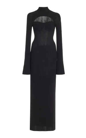 Danica Knit Dress in Black Merino Wool Cashmere
