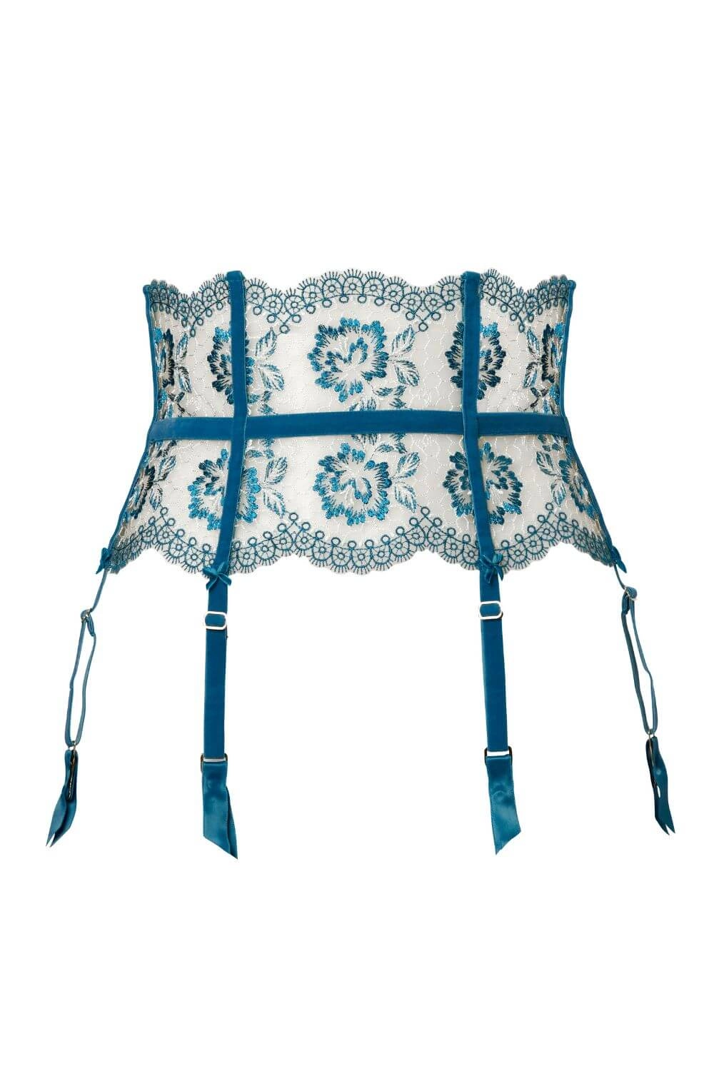 Dita Von Teese Evelina High Waisted Suspender Belt Ocean Blue
