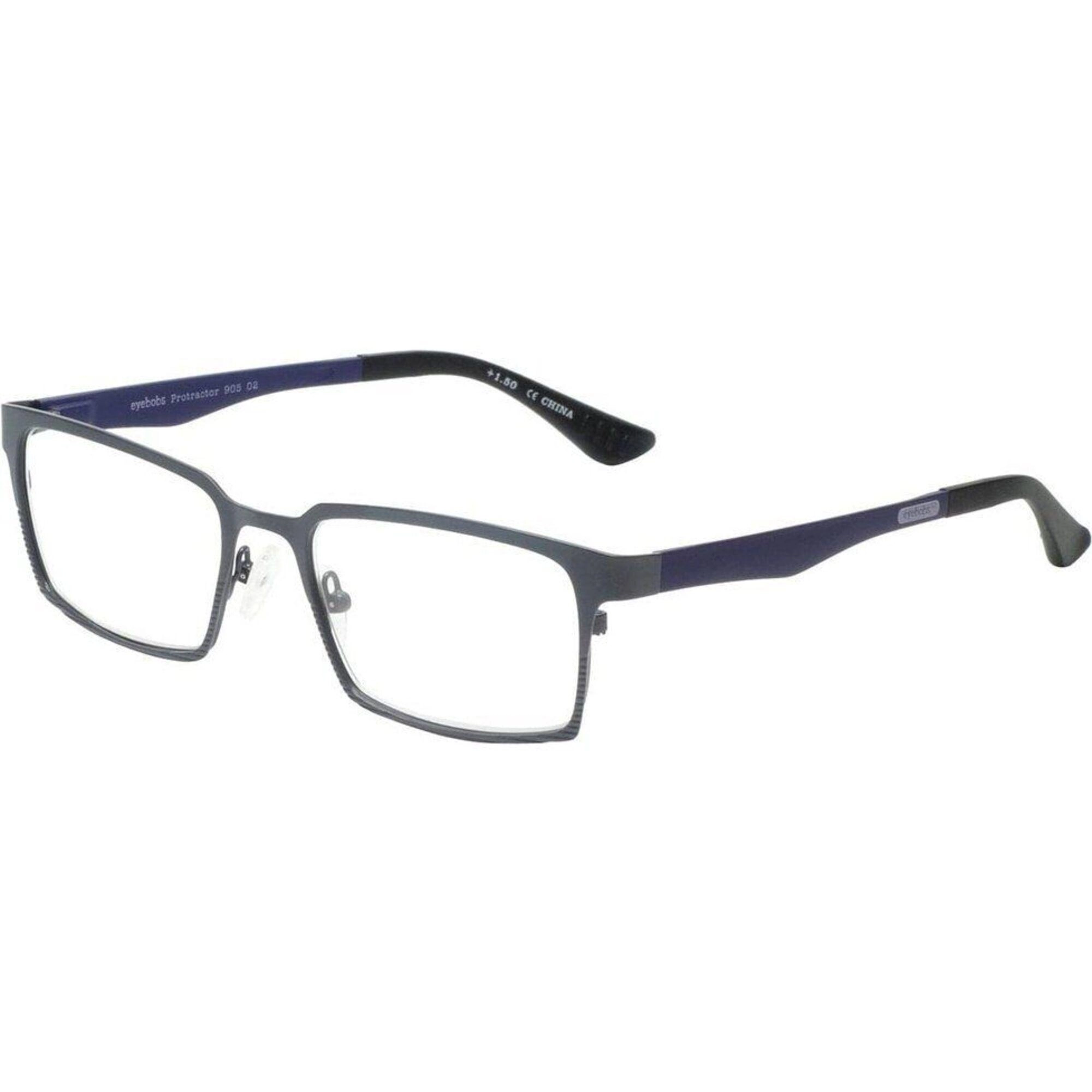 Eyebobs Unisex Reading Glasses - Gun Blue Metal Rectangular,  3.50 | EYEBOBS 905 002