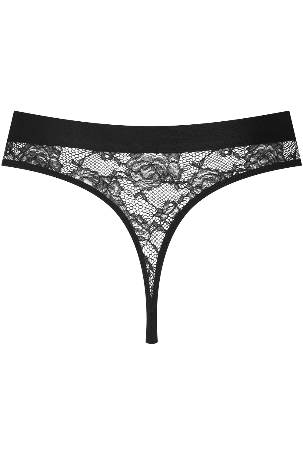 Flashback Lace High Waist Thong Black