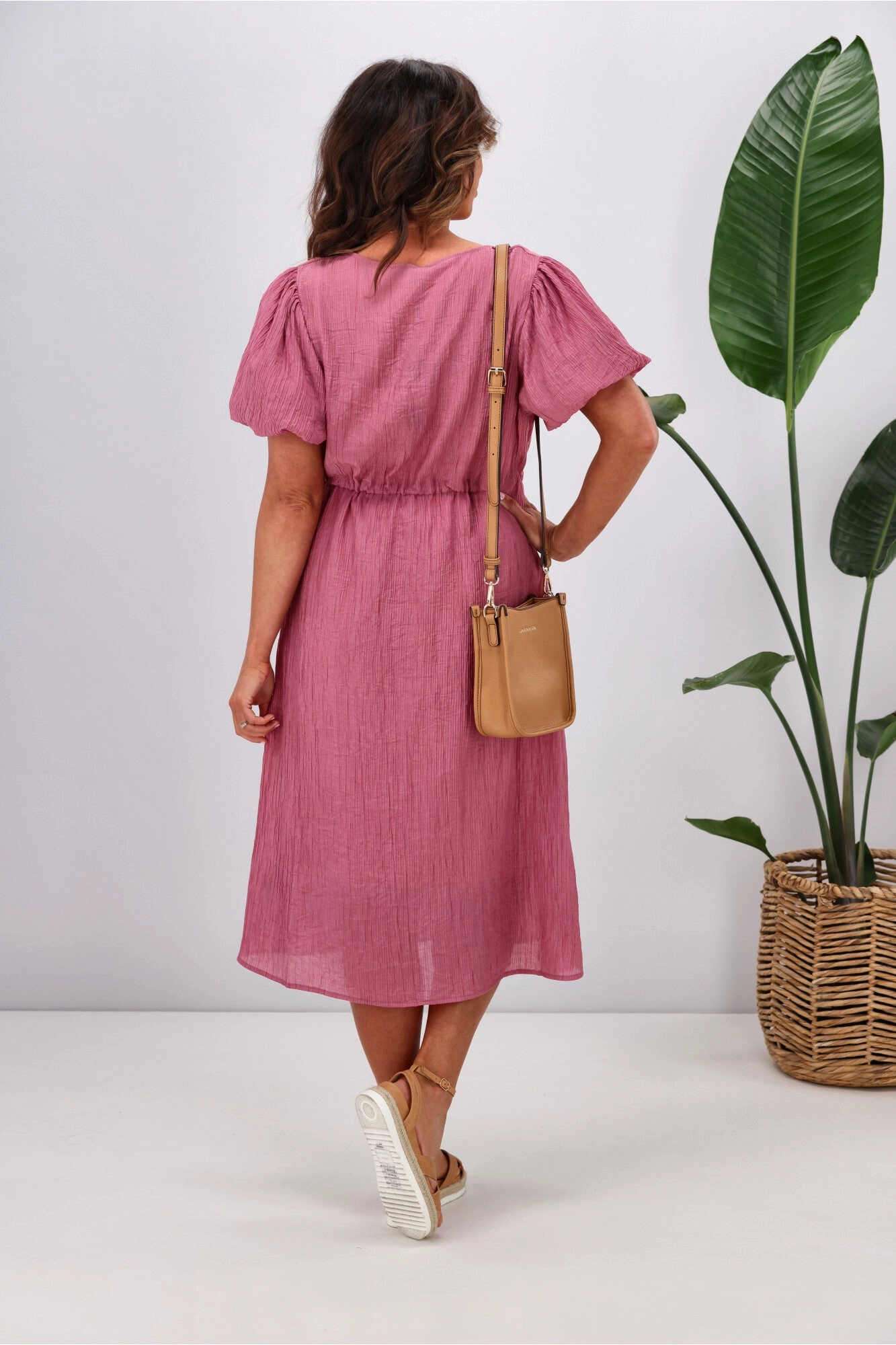 Gloss by Shine On Magnolia V Neck Dress Rose