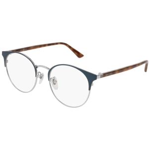 Gucci Unisex Eyeglasses - Blue Full Rim Round Frame Demo Lens | GUCCI GG0298OK 004
