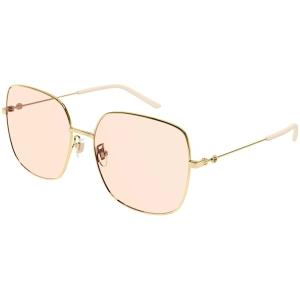 Gucci Women's Sunglasses - Gold Metal Square Full Rim Frame Pink Lens | GG1195SK 002