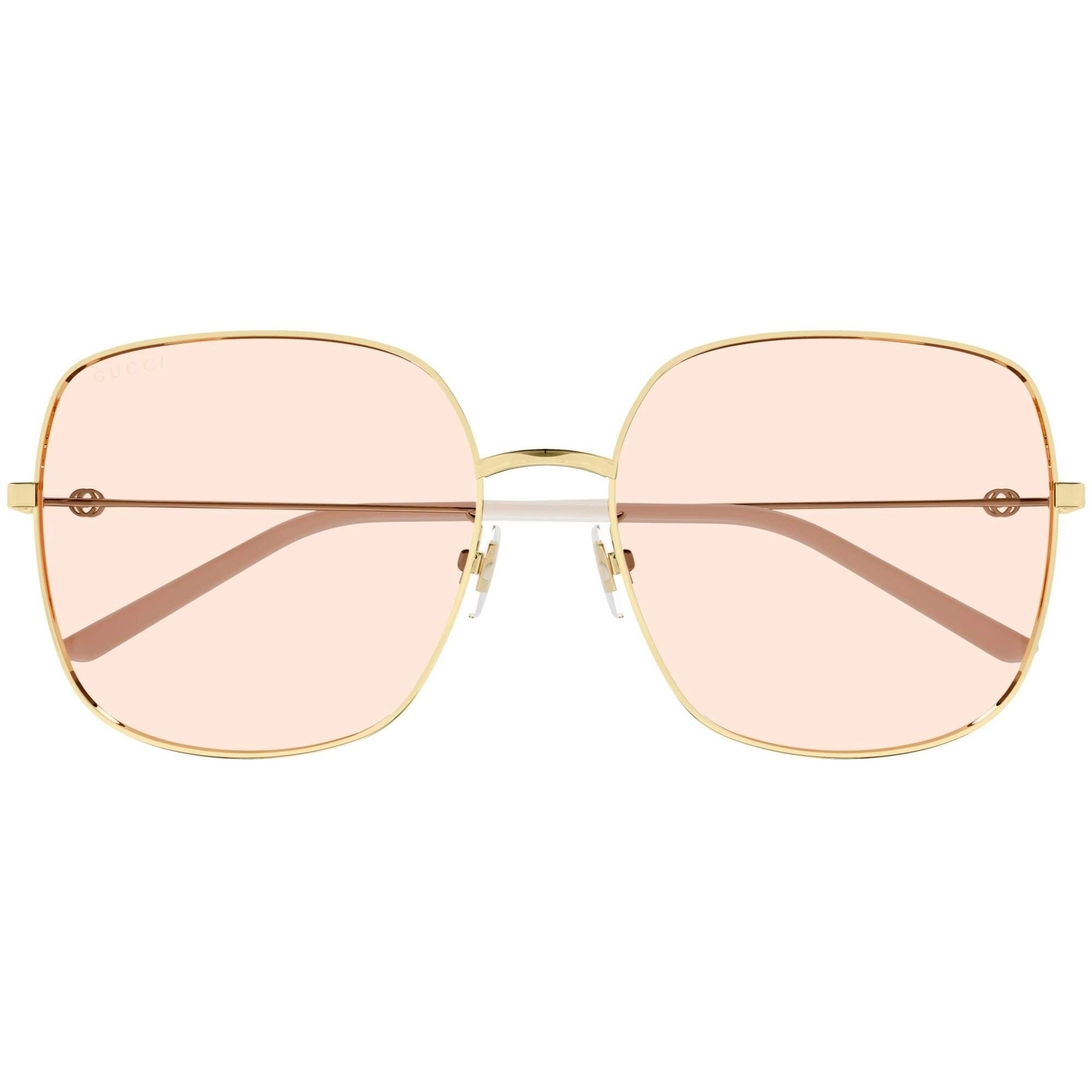 Gucci Women's Sunglasses - Gold Metal Square Full Rim Frame Pink Lens | GG1195SK 002