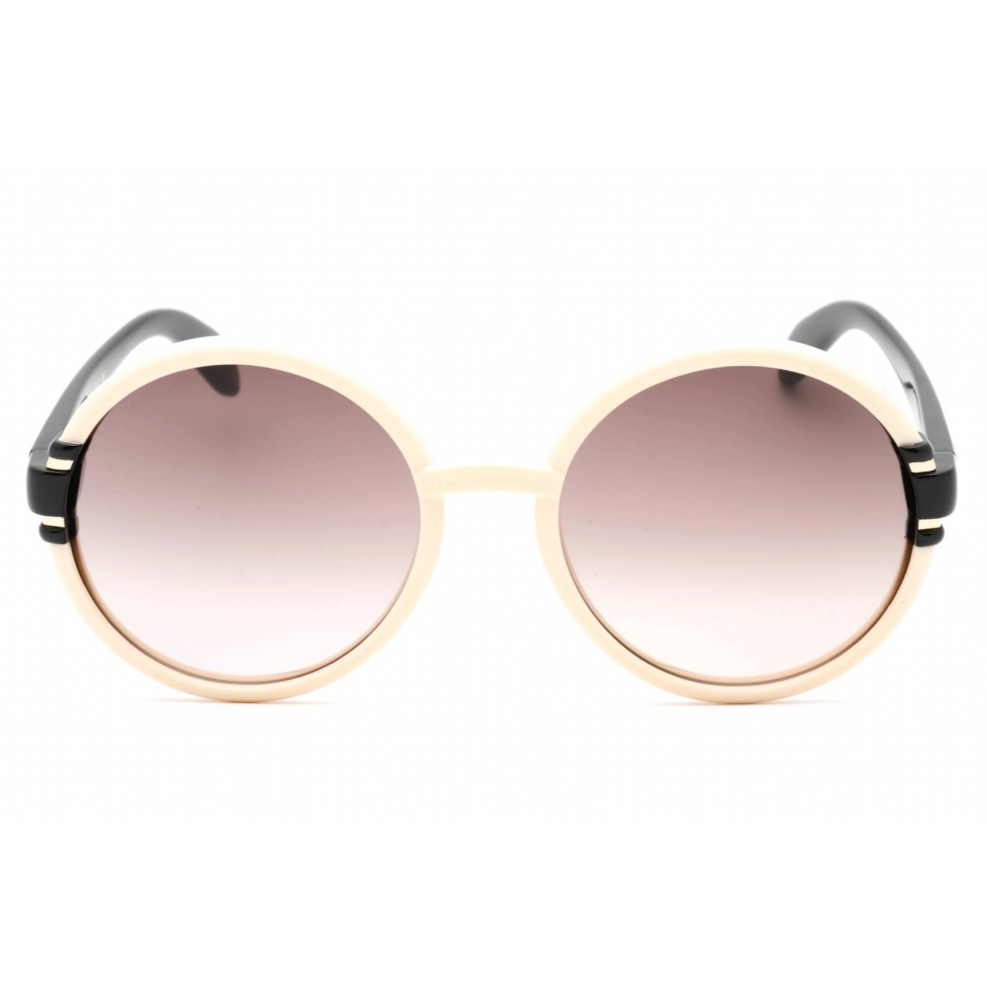 Gucci Women's Sunglasses - Ivory/Black Round Full Rim Plastic Frame | GG1067S 003