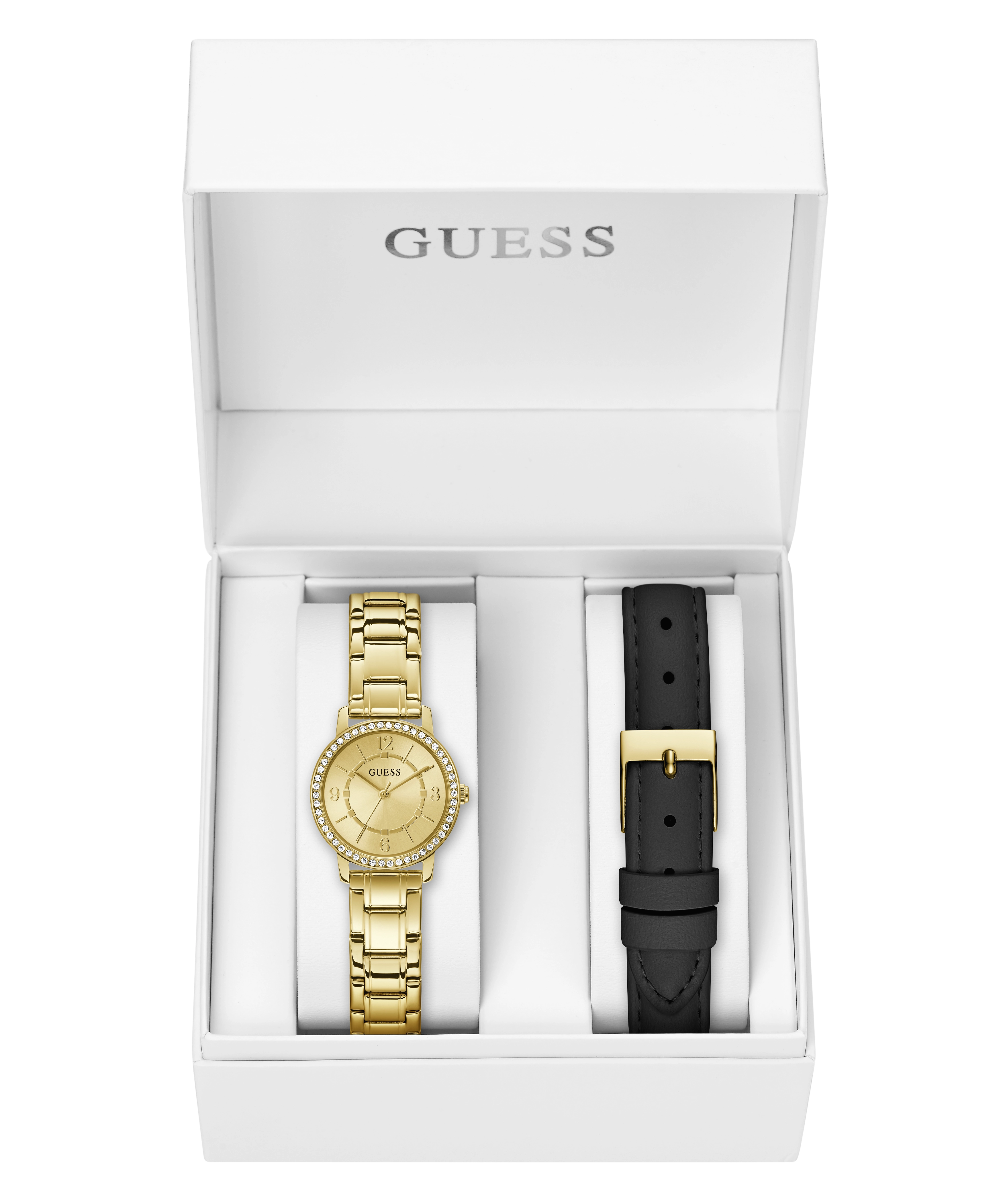 GUESS Ladies Gold Tone Analog Watch Box Set
