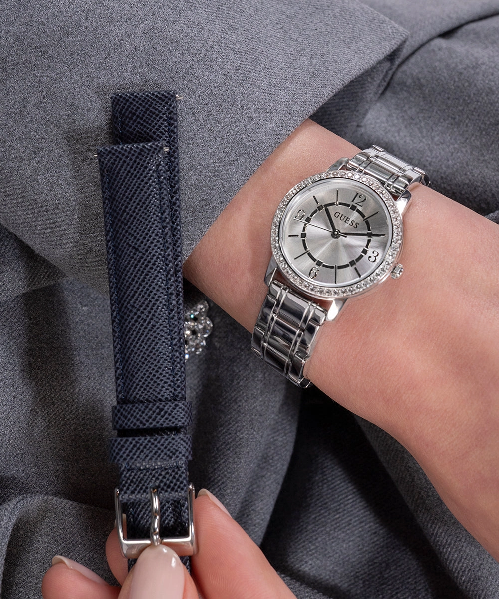 GUESS Ladies Silver Tone Analog Watch Box Set