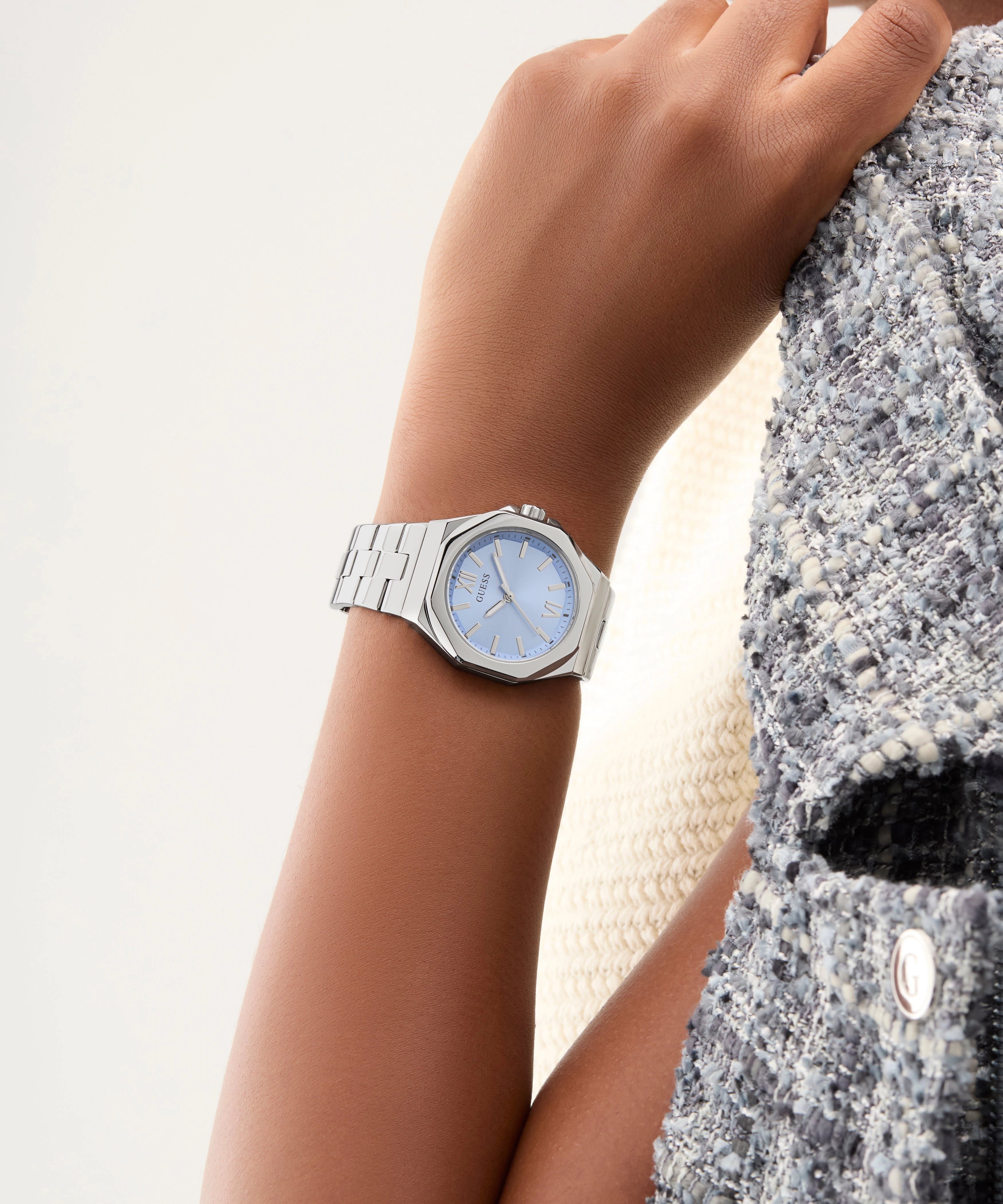 GUESS Ladies Silver Tone Analog Watch
