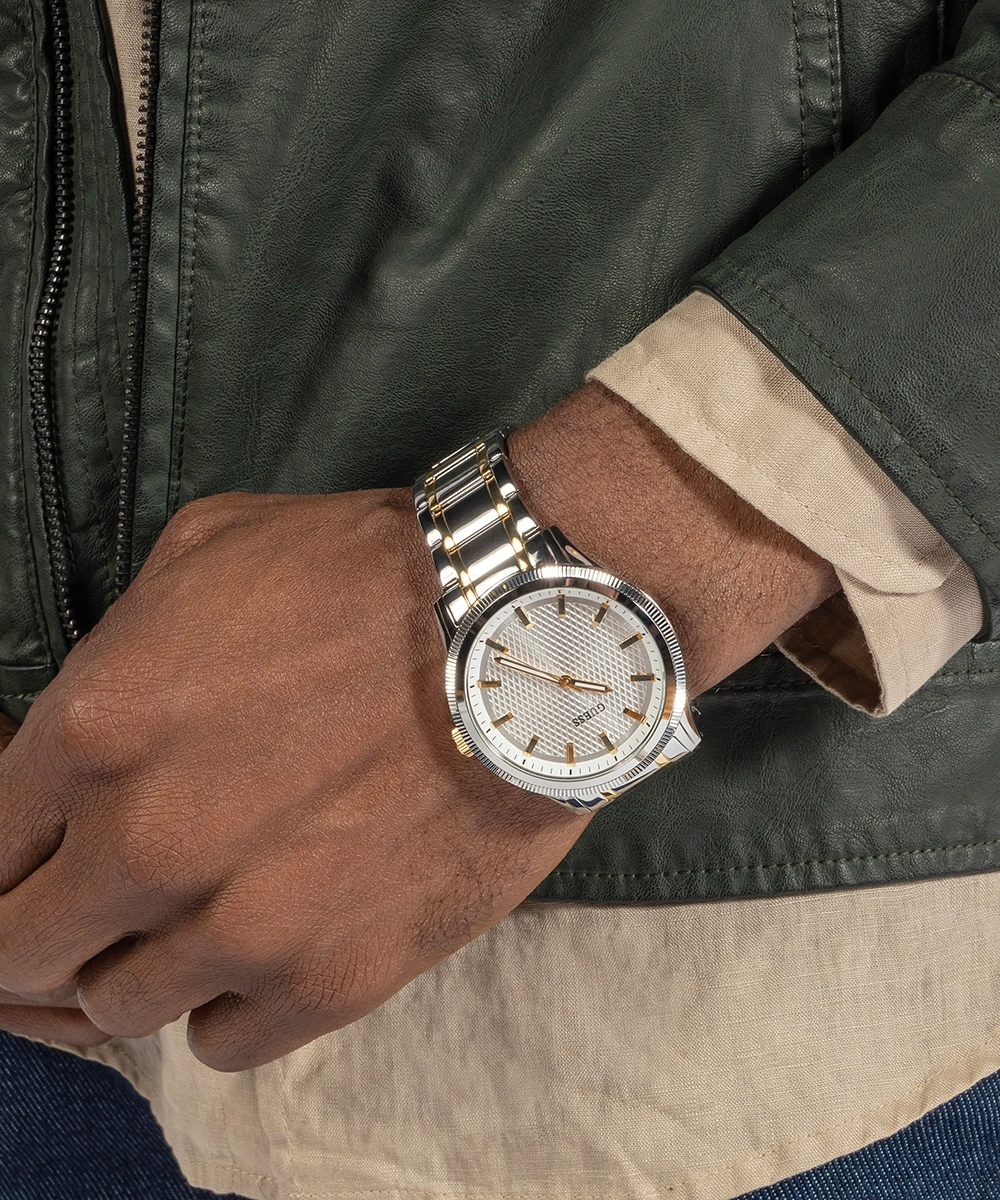 GUESS Mens 2-Tone Silver Analog Watch