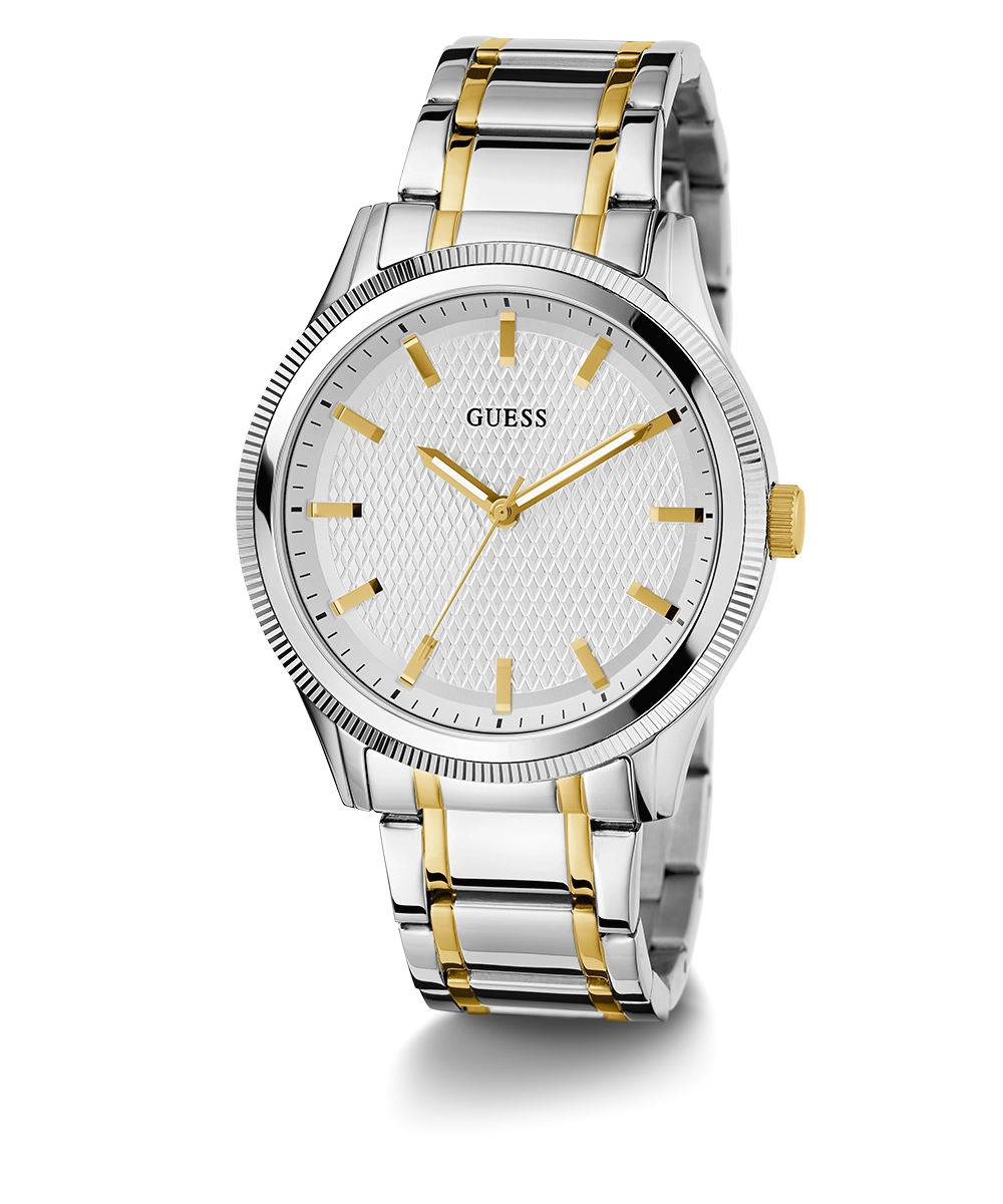 GUESS Mens 2-Tone Silver Analog Watch