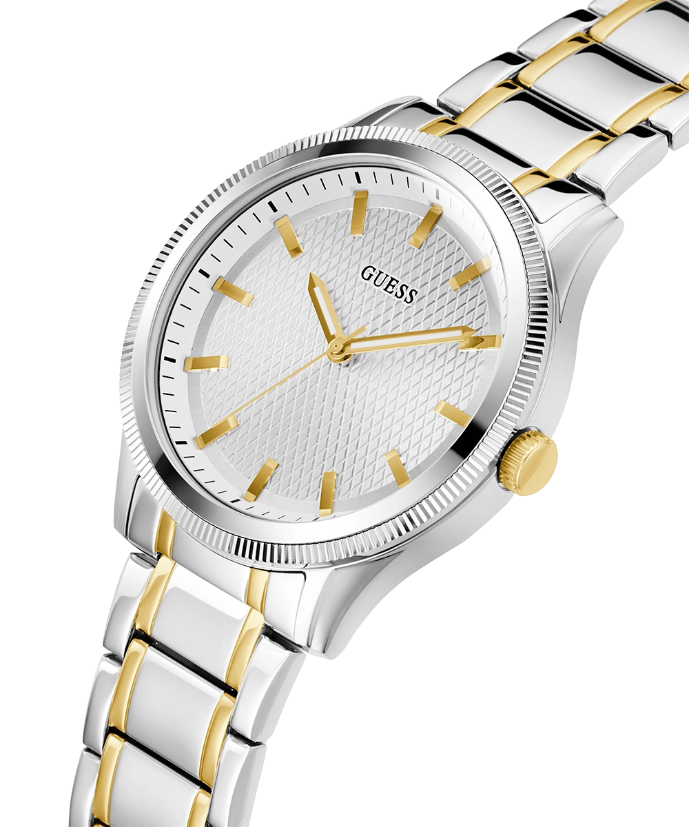 GUESS Mens 2-Tone Silver Analog Watch