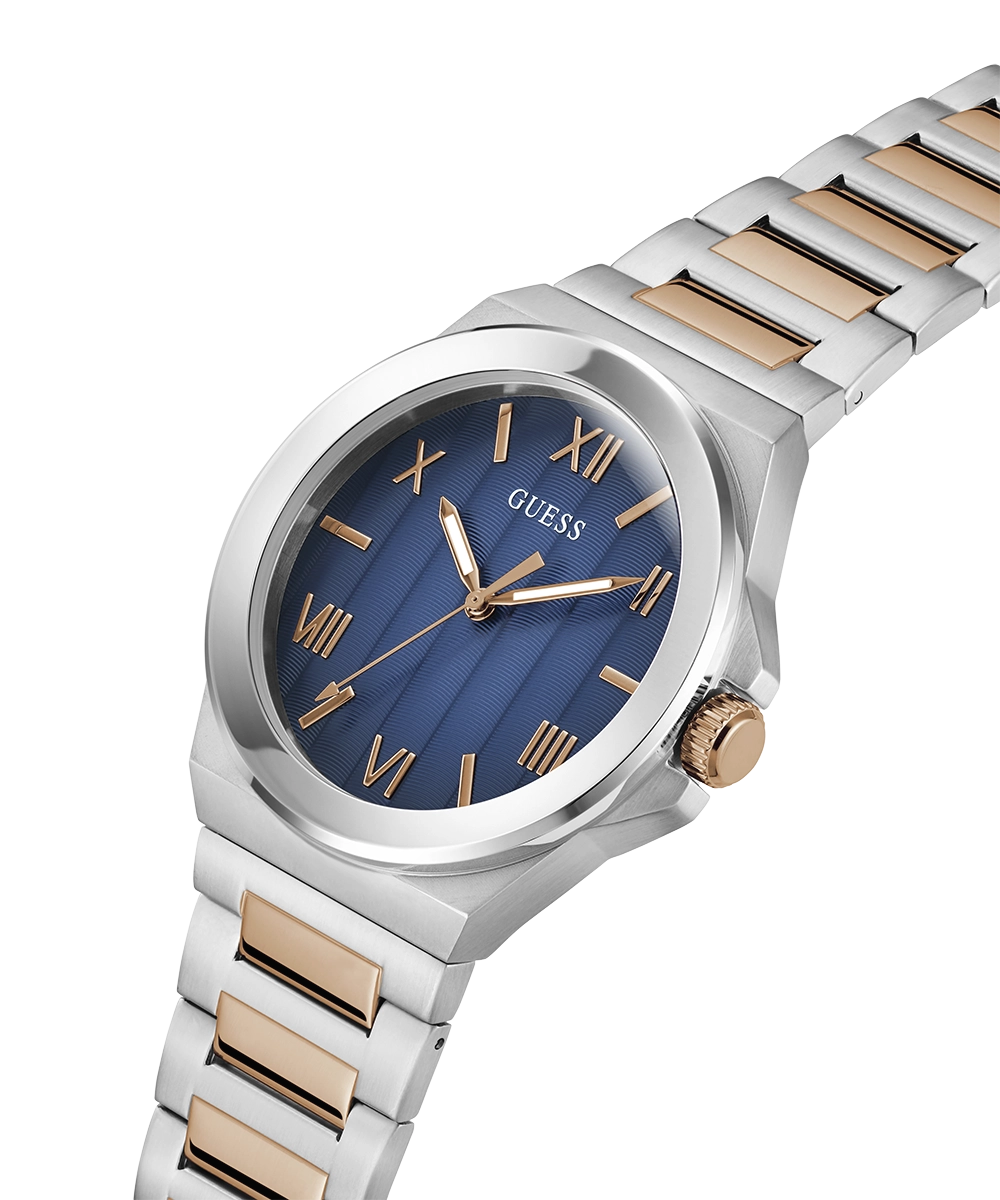 GUESS Mens 2-Tone Silver Tone Analog Watch
