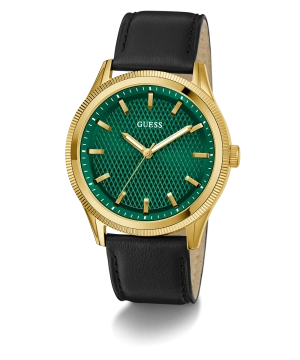 GUESS Mens Black Gold Tone Analog Watch