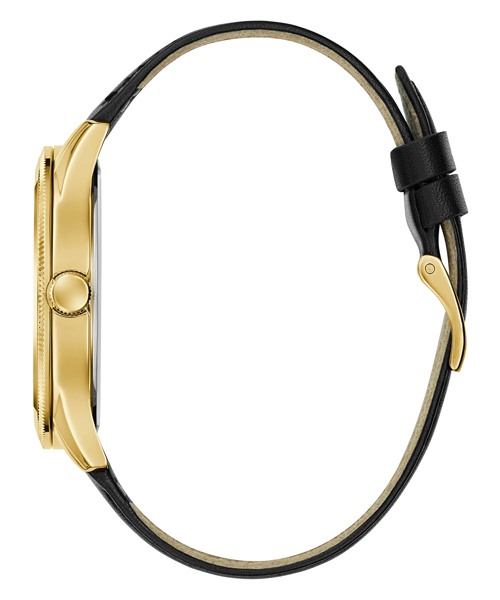 GUESS Mens Black Gold Tone Analog Watch