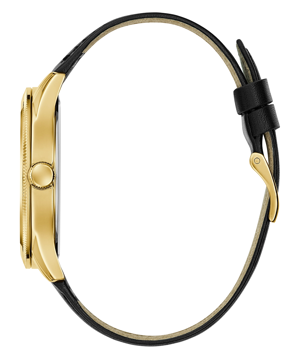 GUESS Mens Black Gold Tone Analog Watch
