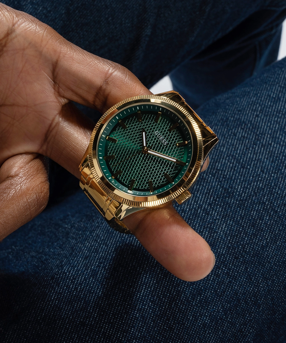 GUESS Mens Gold Tone Analog Watch