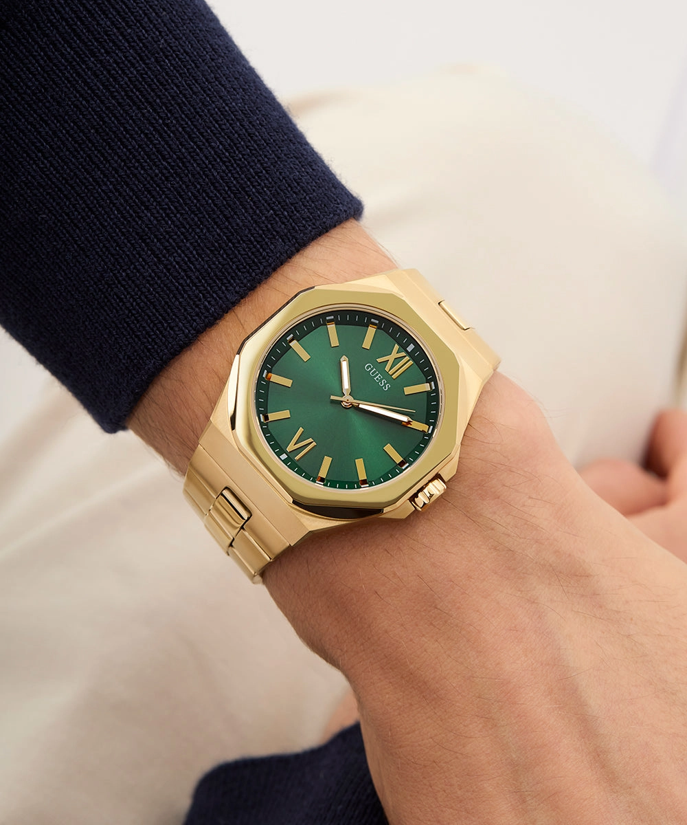 GUESS Mens Gold Tone Analog Watch