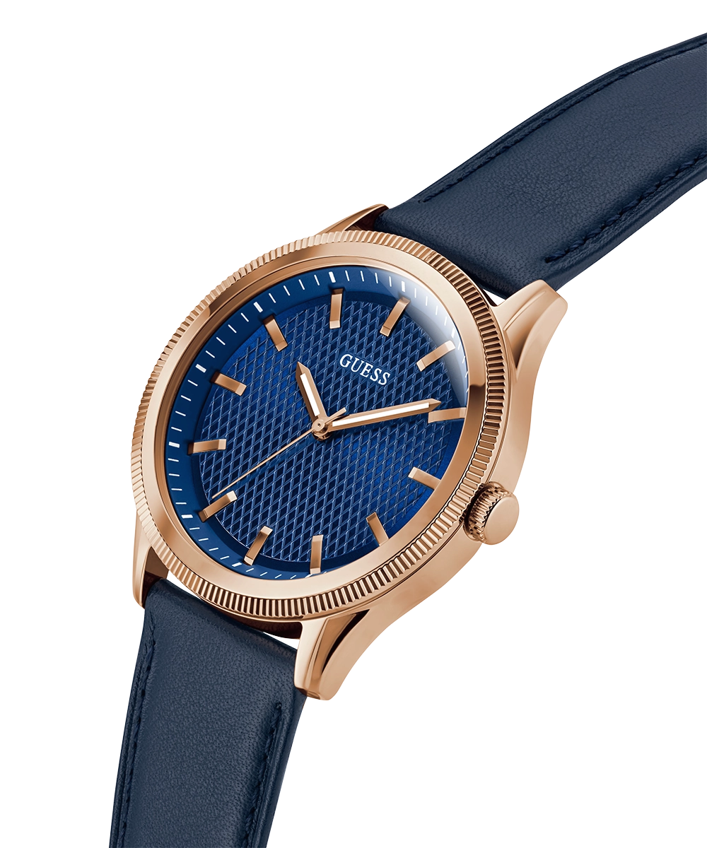 GUESS Mens Navy Rose Gold Tone Analog Watch