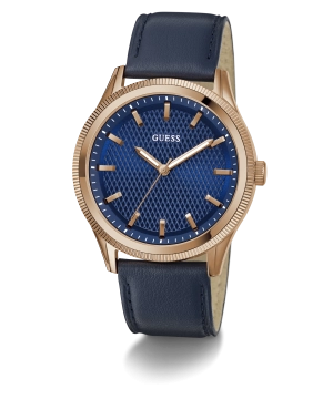 GUESS Mens Navy Rose Gold Tone Analog Watch