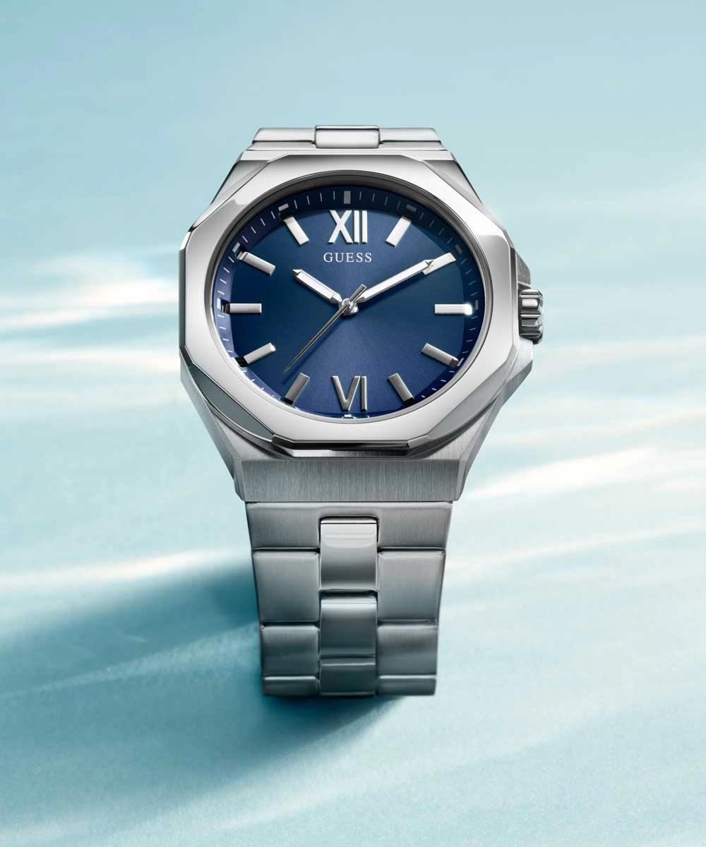 GUESS Mens Silver Tone Analog Watch