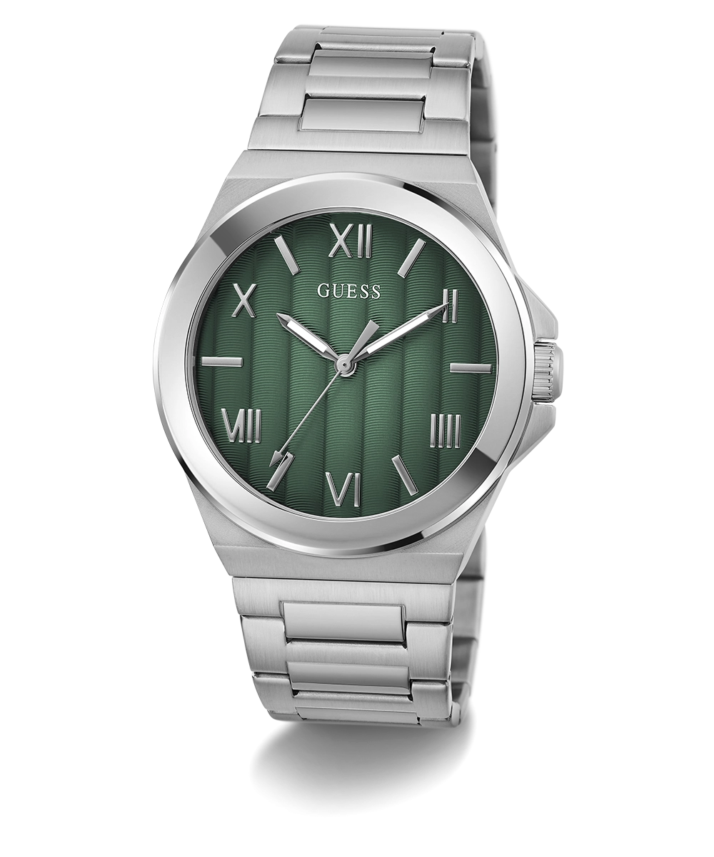 GUESS Mens Silver Tone Analog Watch