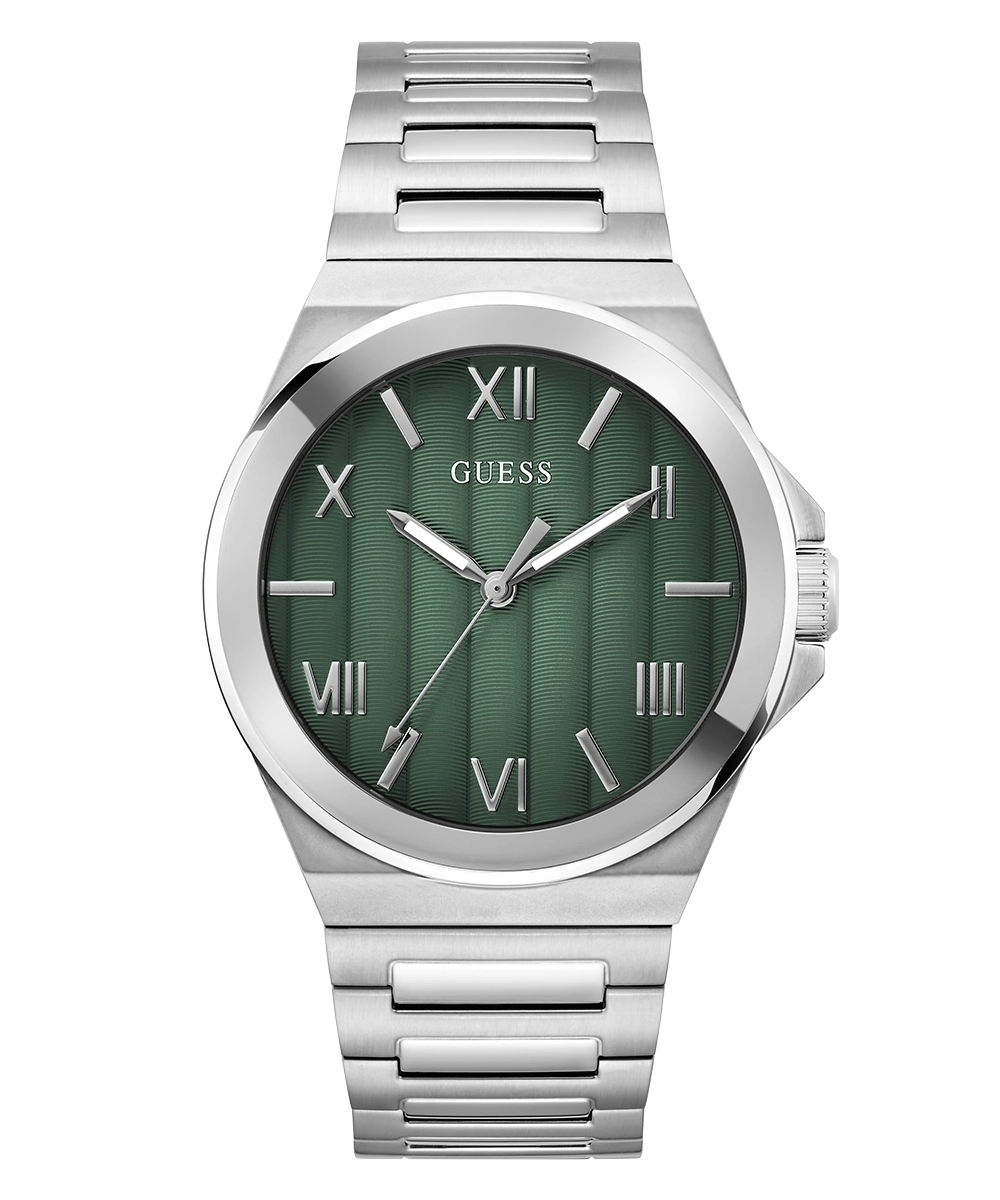 GUESS Mens Silver Tone Analog Watch