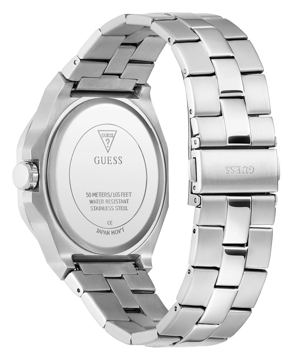 GUESS Mens Silver Tone Analog Watch