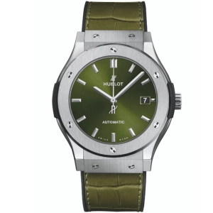 Hublot Classic Fusion 511.Nx.8970.Lr Olive Green Dial Automatic 45Mm Titanium Olive Green Straps Men’S Watch