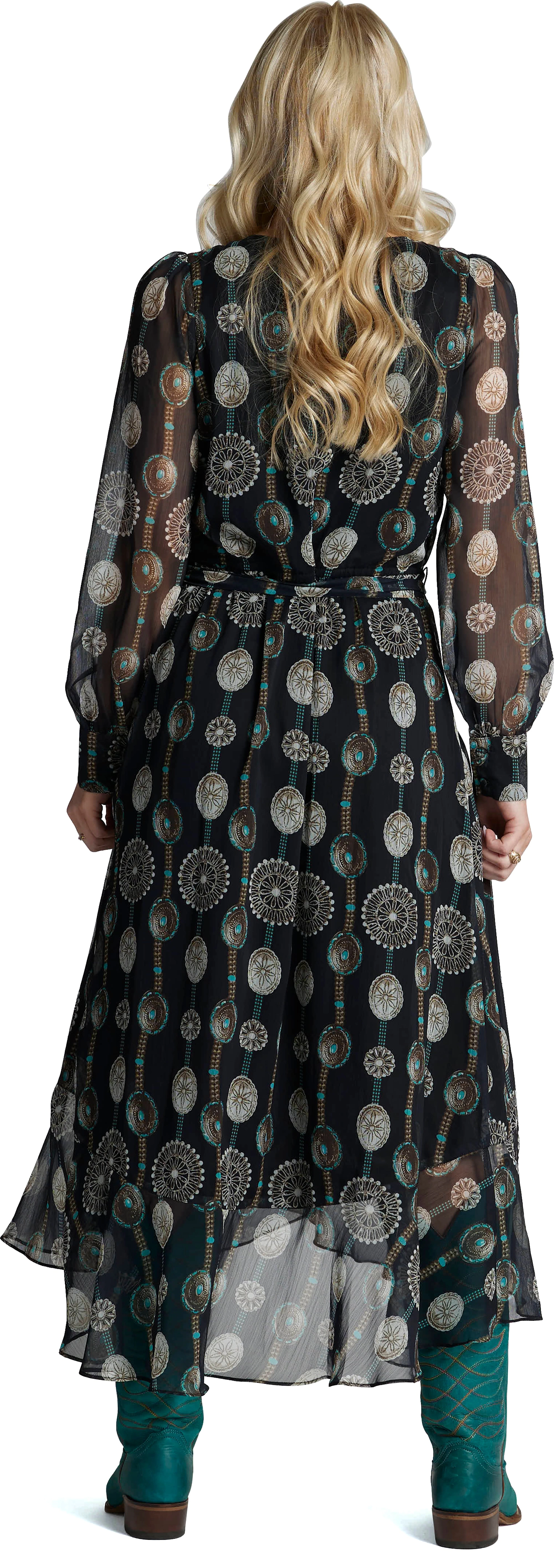 Justin Brands - Nicole Wrap Maxi Dress Black with Concho Design J-2295