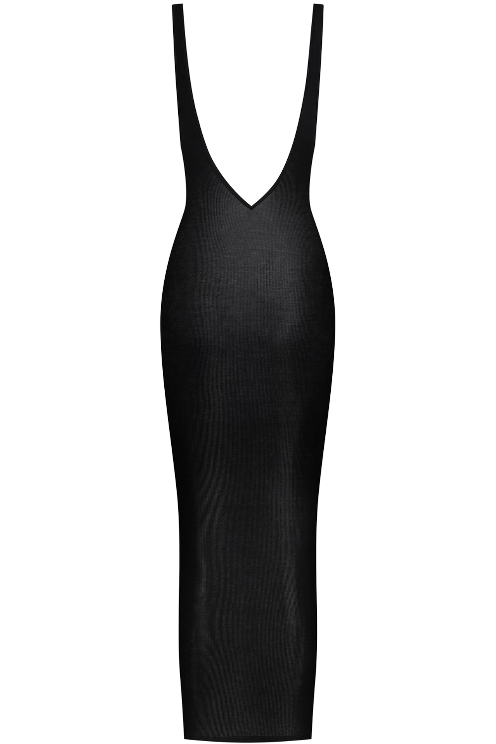 La Femme Amazone V Neck Long Dress Black