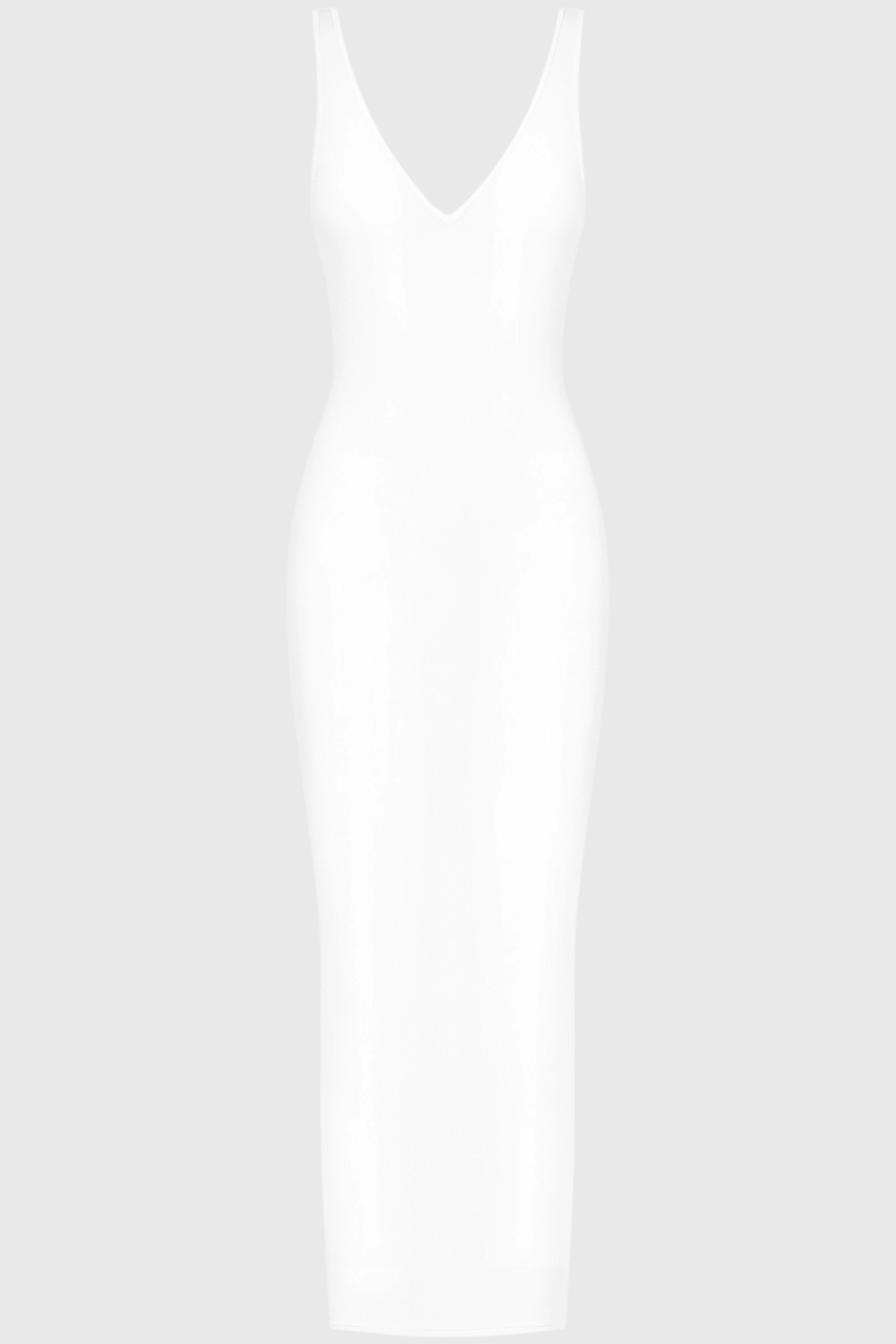 La Femme Amazone V Neck Long Dress White
