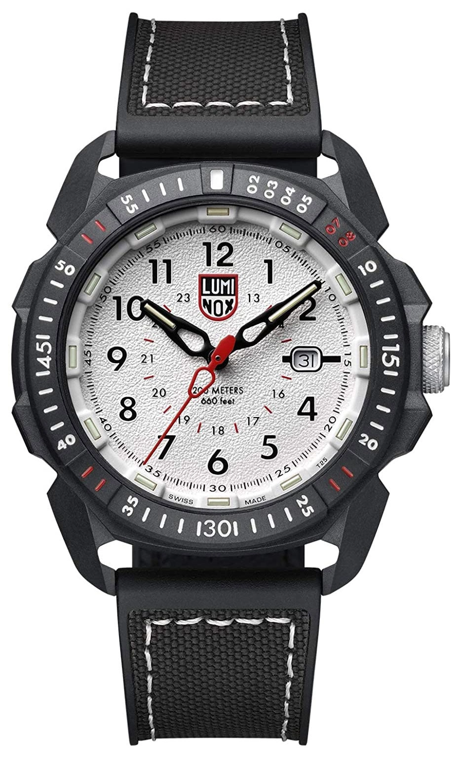 Luminox ICE-SAR Arctic CARBONOX White Dial Black Rubber Strap Date Divers Quartz Mens Watch XL.1007