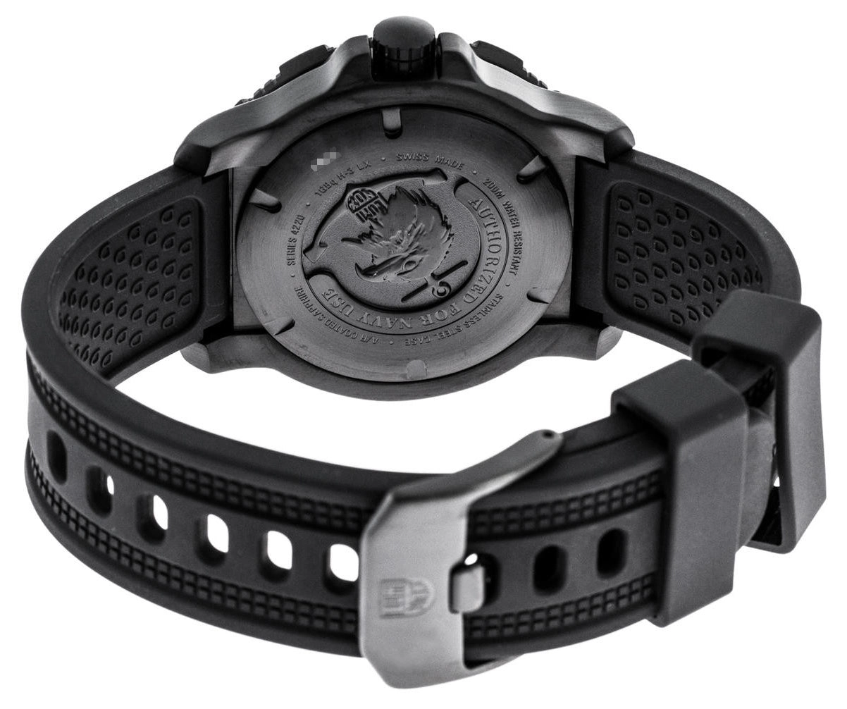 Luminox Navy SEAL Special Operations Challenge Black PVD Blue Dial Black Rubber Strap Date Divers Quartz Mens Watch XS.4223.SOC