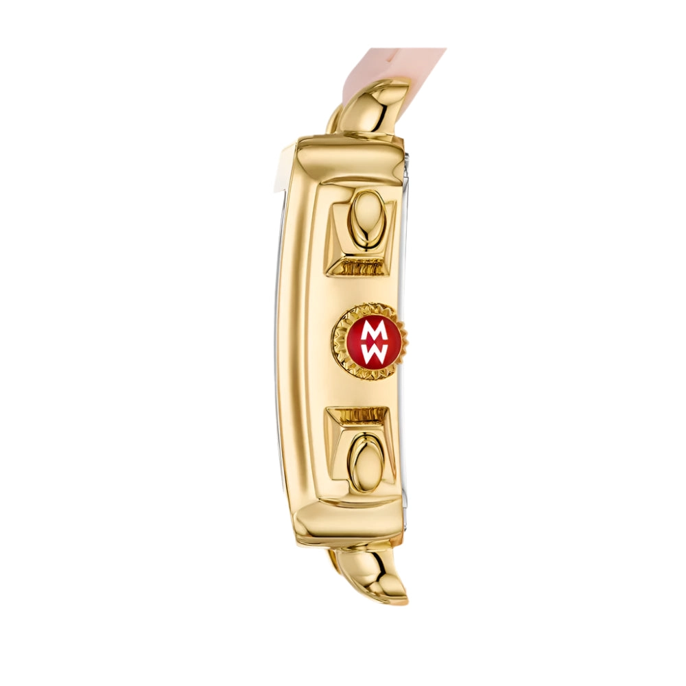 Michele Deco Sport Chronograph 18k Gold-Plated Ballet Pink Silicone Watch